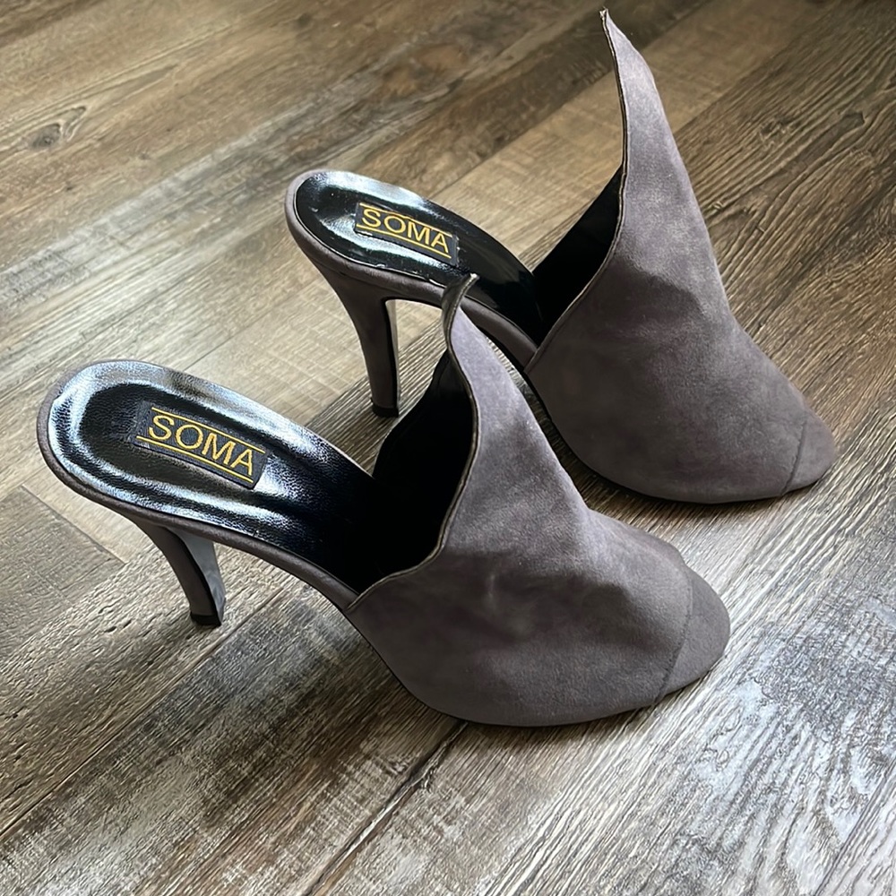 SOMA International-hand crafted suede heels 7.5